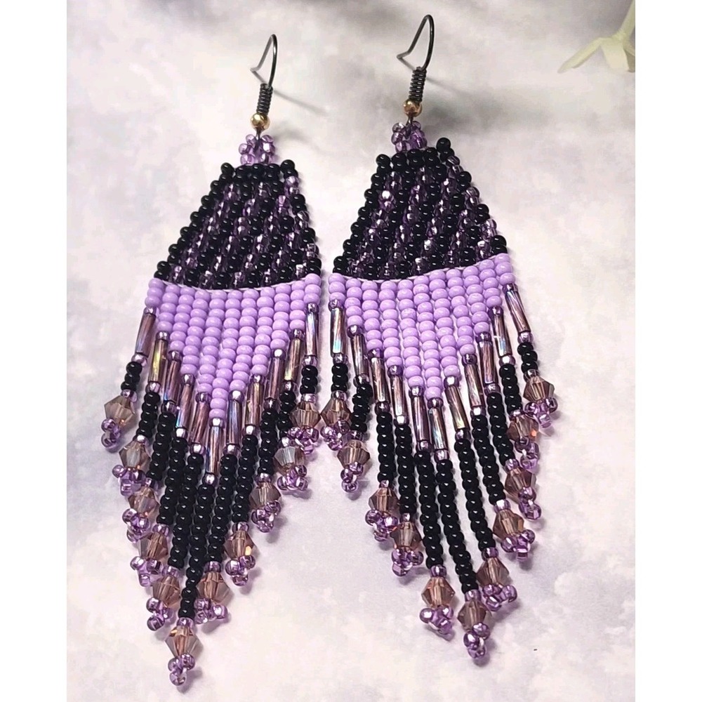 Zcech Glass Seed Elegant Women's Purpple Beaded Earrings
